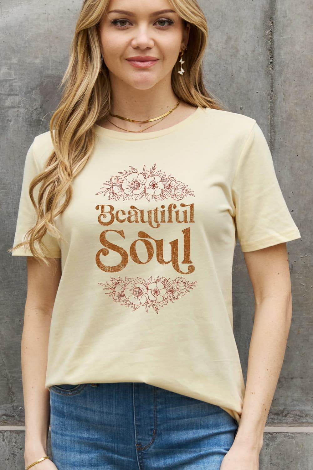 Simply Love Full Size BEAUTIFUL SOUL Graphic Cotton Tee  - Doll Fits