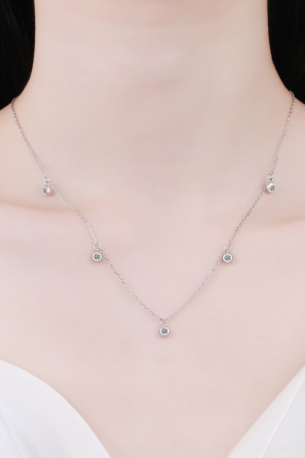 Moissanite Rhodium-Plated Necklace  Necklaces- Doll Fits