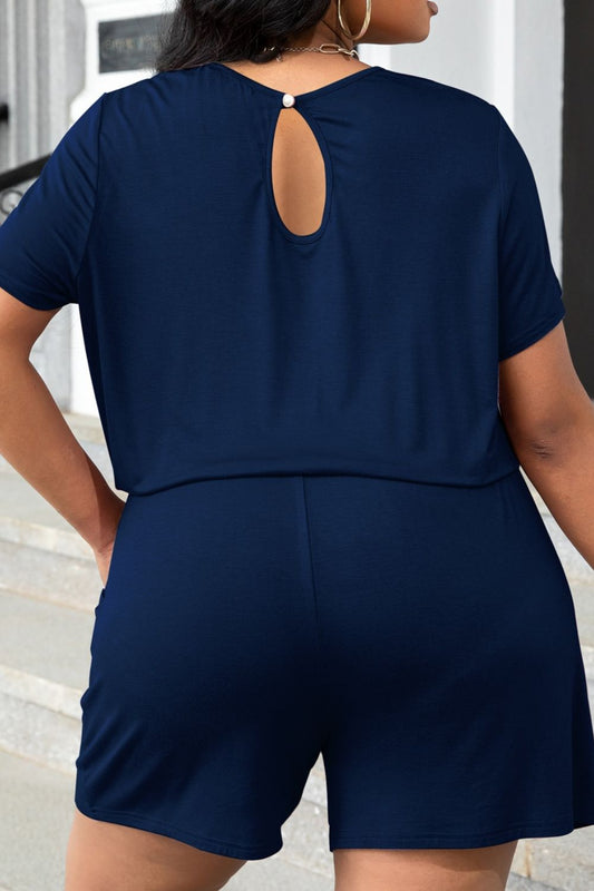 Plus Size Drawstring Waist Romper with Pockets  Jumpsuits & Rompers- Doll Fits