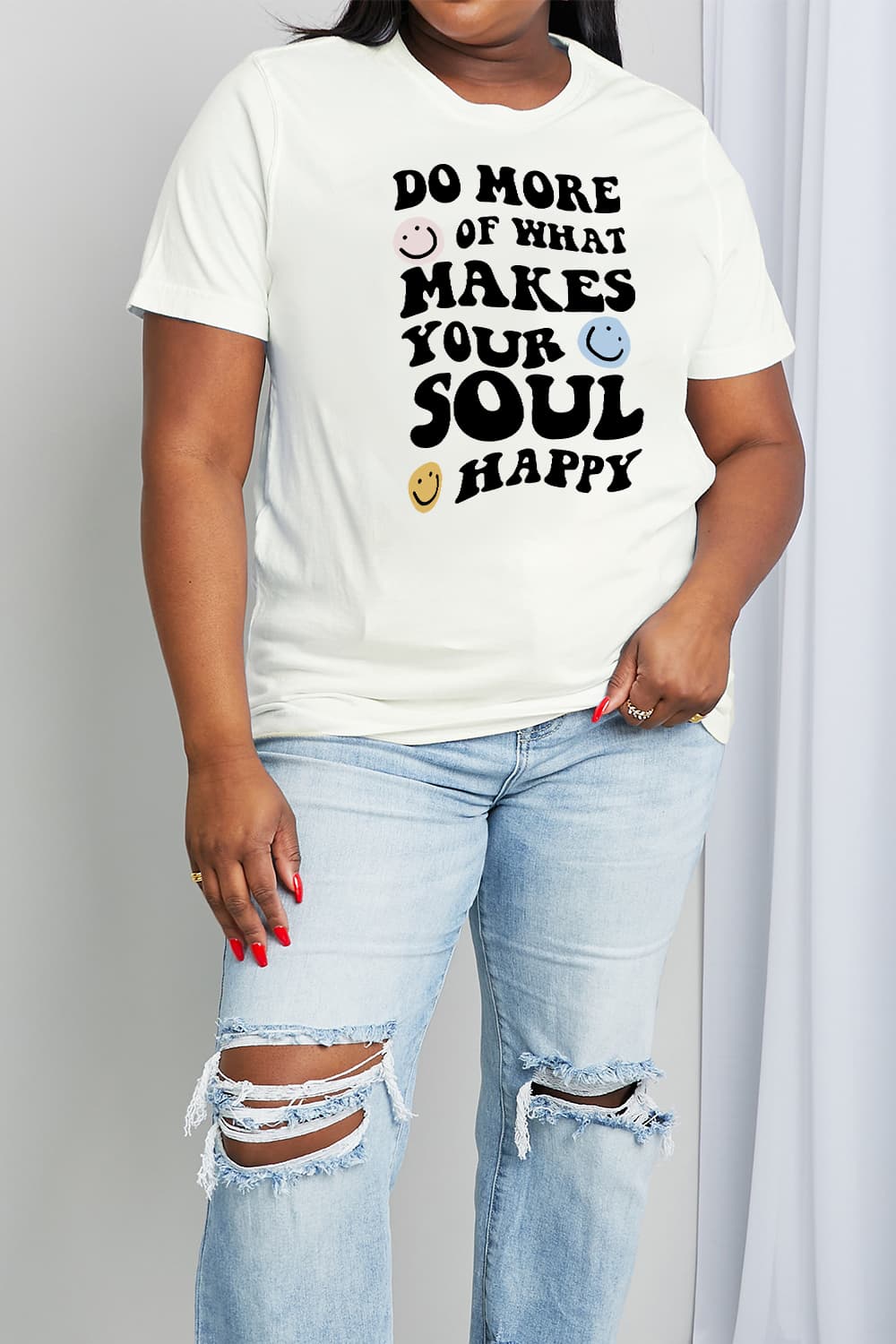Simply Love Full Size Slogan Graphic Cotton Tee  Shirts & Tops- Doll Fits