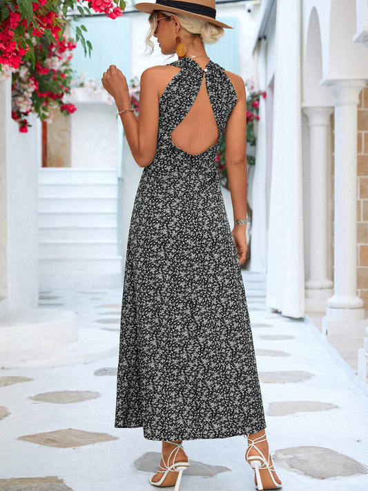 Printed Open Back Sleeveless Maxi Dress  Dresses- Doll Fits