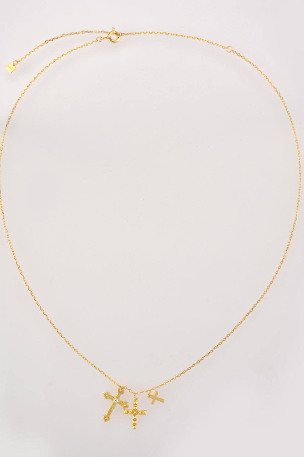 Inlaid Zircon Cross Pendant Necklace  Necklaces- Doll Fits