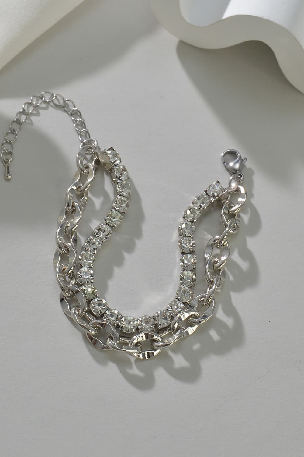 Double-Layered Zircon Decor Alloy Bracelet  Bracelets- Doll Fits