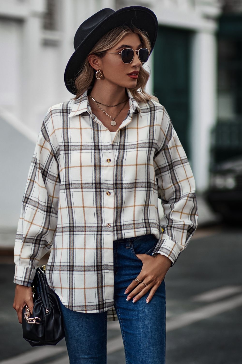 Plaid Long Sleeve Shirt  - Doll Fits