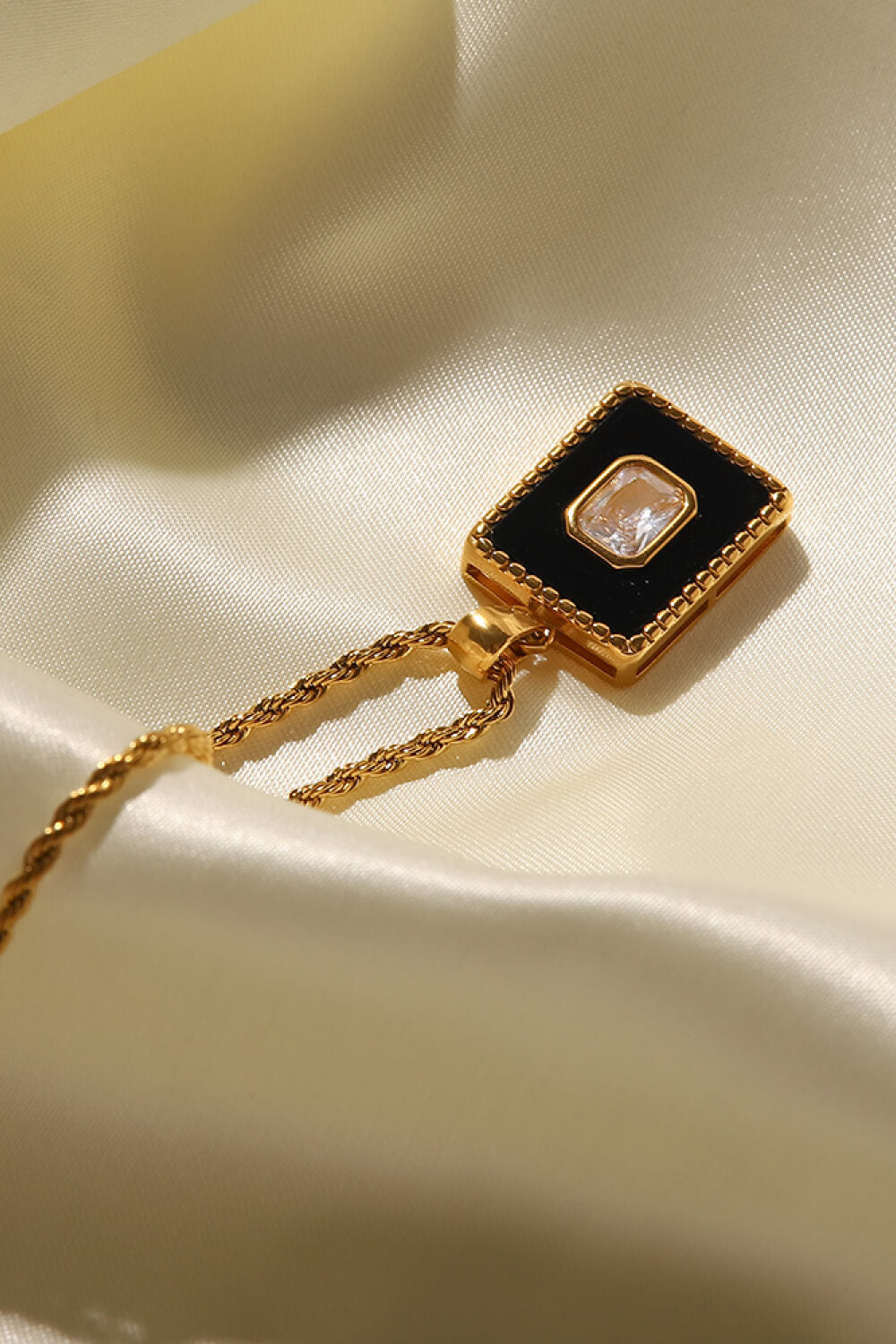 Square Pendant Twisted Chain Necklace  Necklaces- Doll Fits