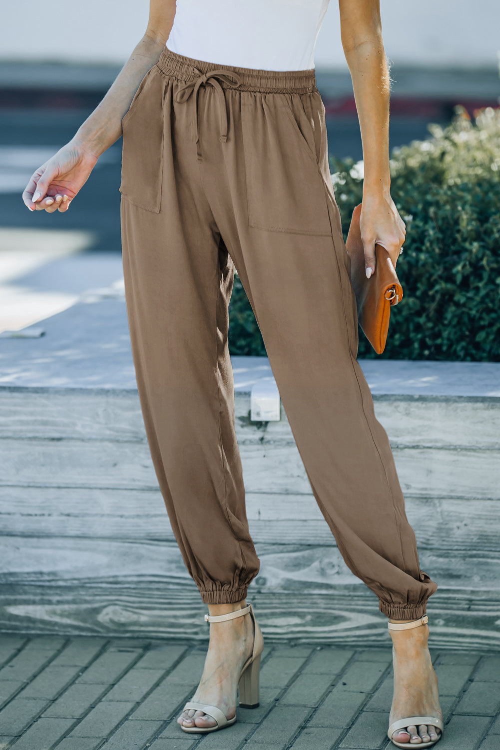 Drawstring Waist Joggers with Pockets  Pants- Doll Fits