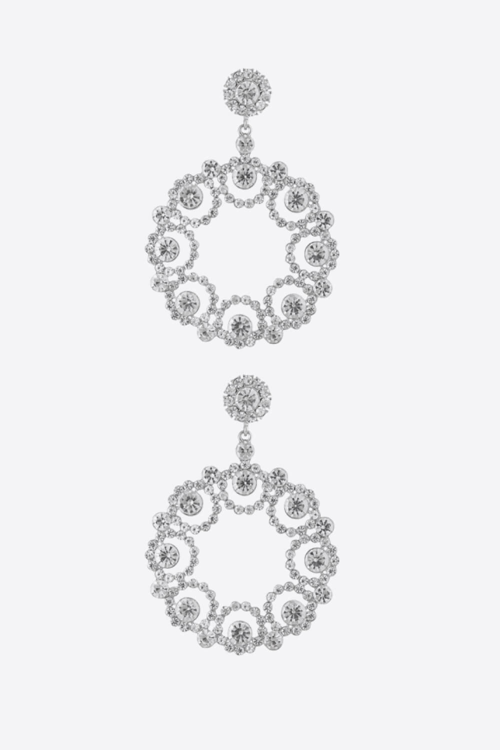 Alloy Rhinestone Round Drop Earrings  Earrings- Doll Fits