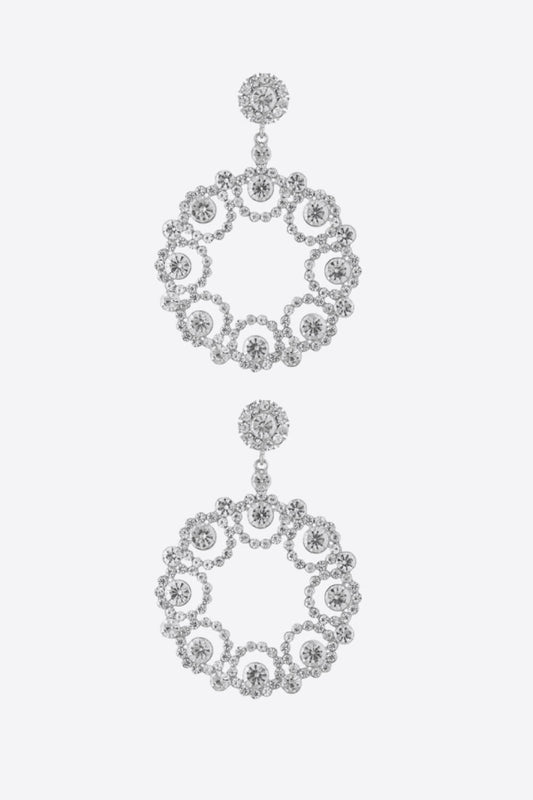 Alloy Rhinestone Round Drop Earrings  Earrings- Doll Fits