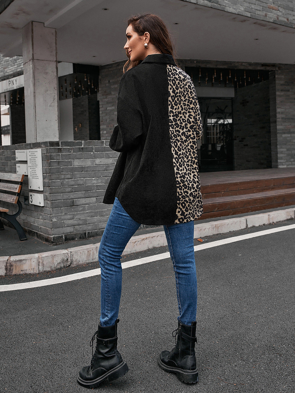 Collared Neck Contrast Color Dropped Shoulder Shirt  - Doll Fits