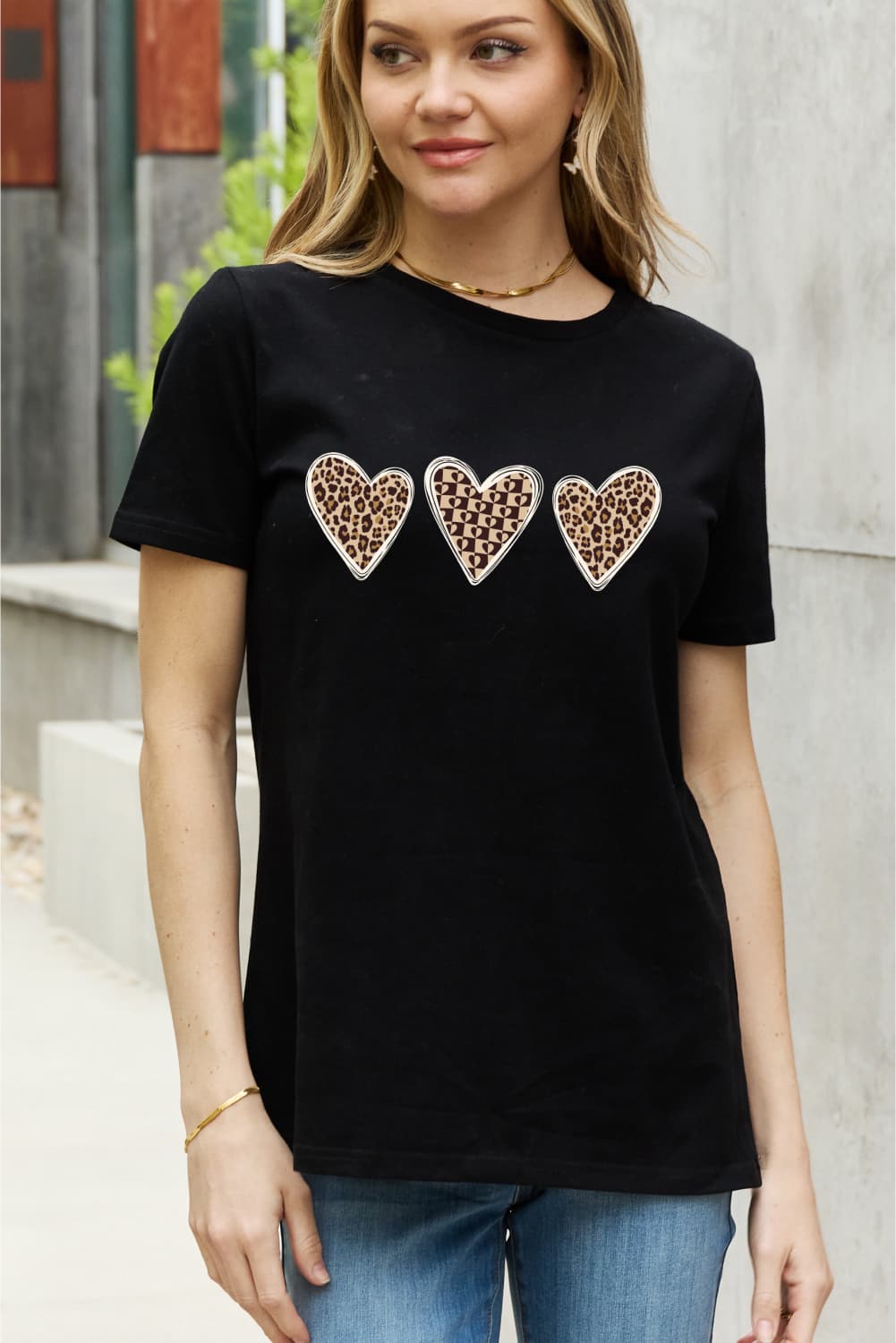 Simply Love Full Size Heart Graphic Cotton Tee  Shirts & Tops- Doll Fits