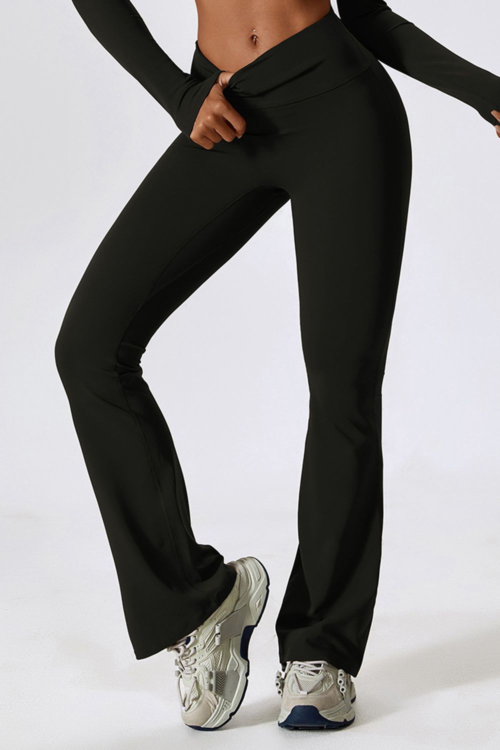 Wide Waistband Slim Fit Wide Leg Sports Leggings  - Doll Fits