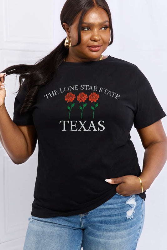 Simply Love Full Size THE LONE STAR STATE TEXAS Graphic Cotton Tee  Shirts & Tops- Doll Fits