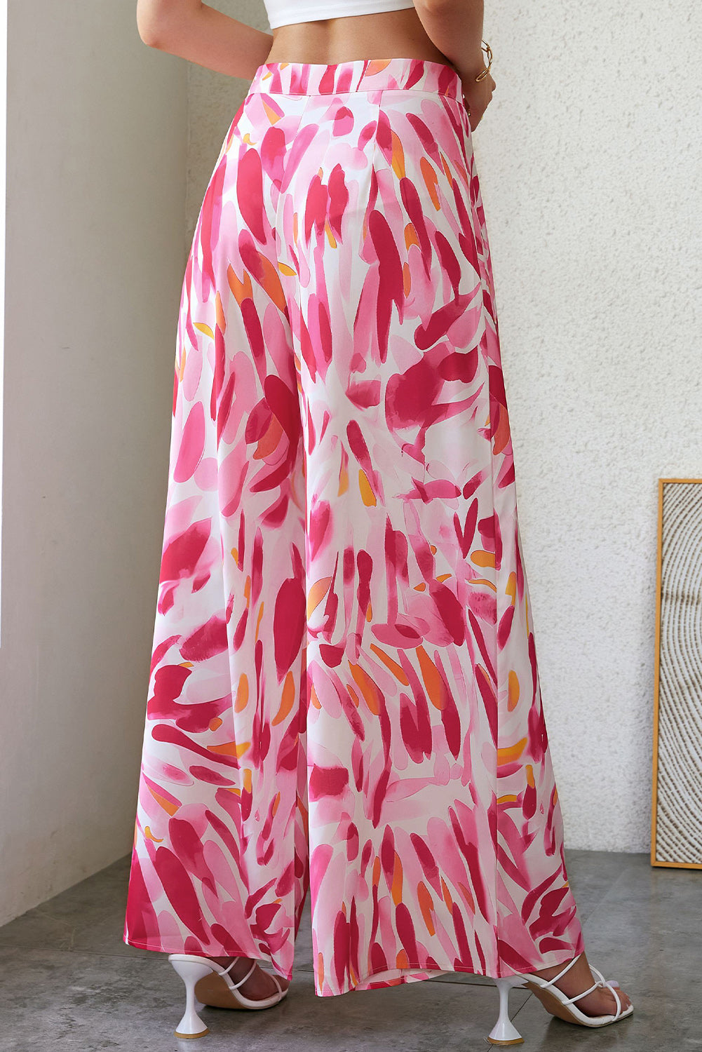 Printed High Waist Wide Leg Pants  Pants- Doll Fits