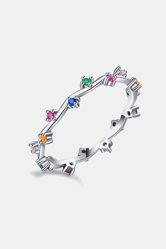 Multicolor 925 Sterling Silver Zircon Ring  - Doll Fits