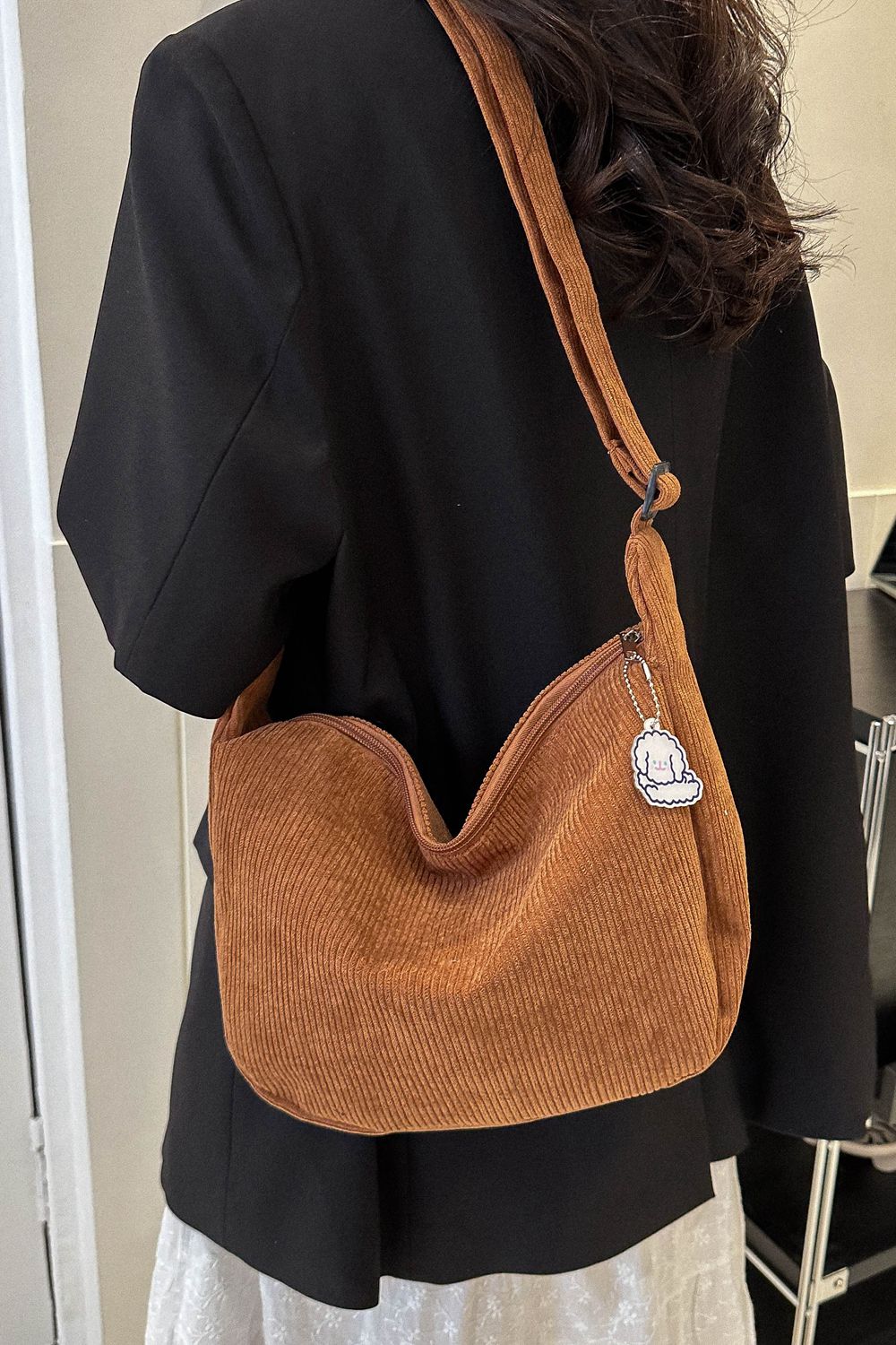 Large Corduroy Shoulder Bag  Handbags- Doll Fits