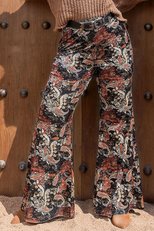 Plus Size Printed Wide Leg Long Pants  - Doll Fits