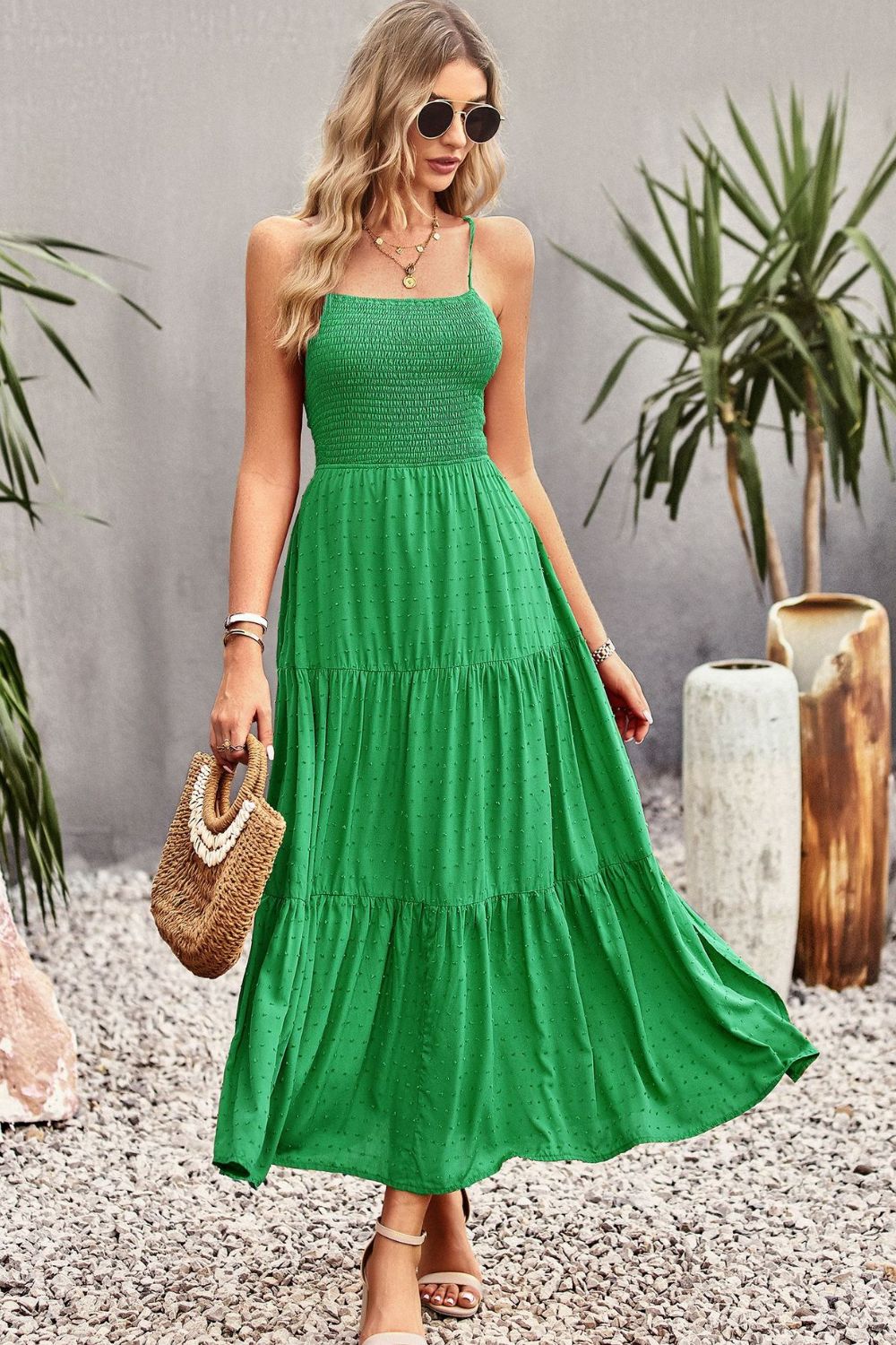 Smocked Lace-Up Tiered Dress  Dresses- Doll Fits