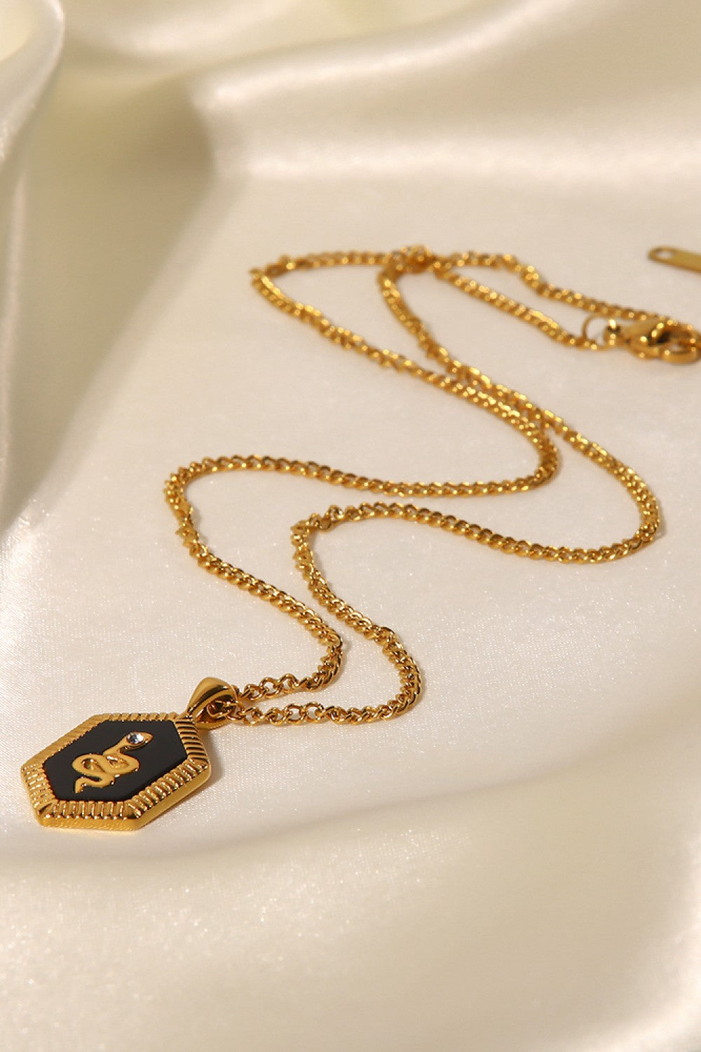 18K Gold Plated Snake Geometric Pendant Necklace  Necklaces- Doll Fits