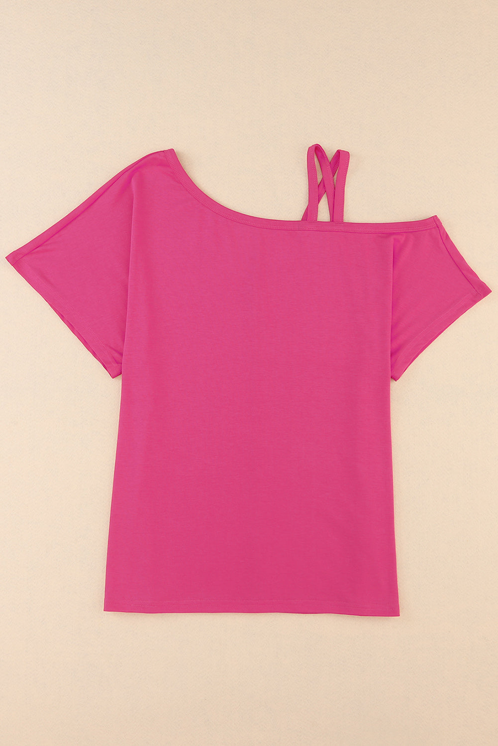 Crisscross Asymmetrical Neck Short Sleeve Top  Shirts & Tops- Doll Fits