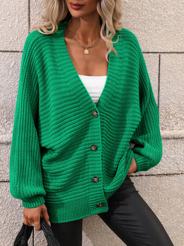Button Down Horizontal-Ribbing Longline Cardigan  Coats & Jackets- Doll Fits