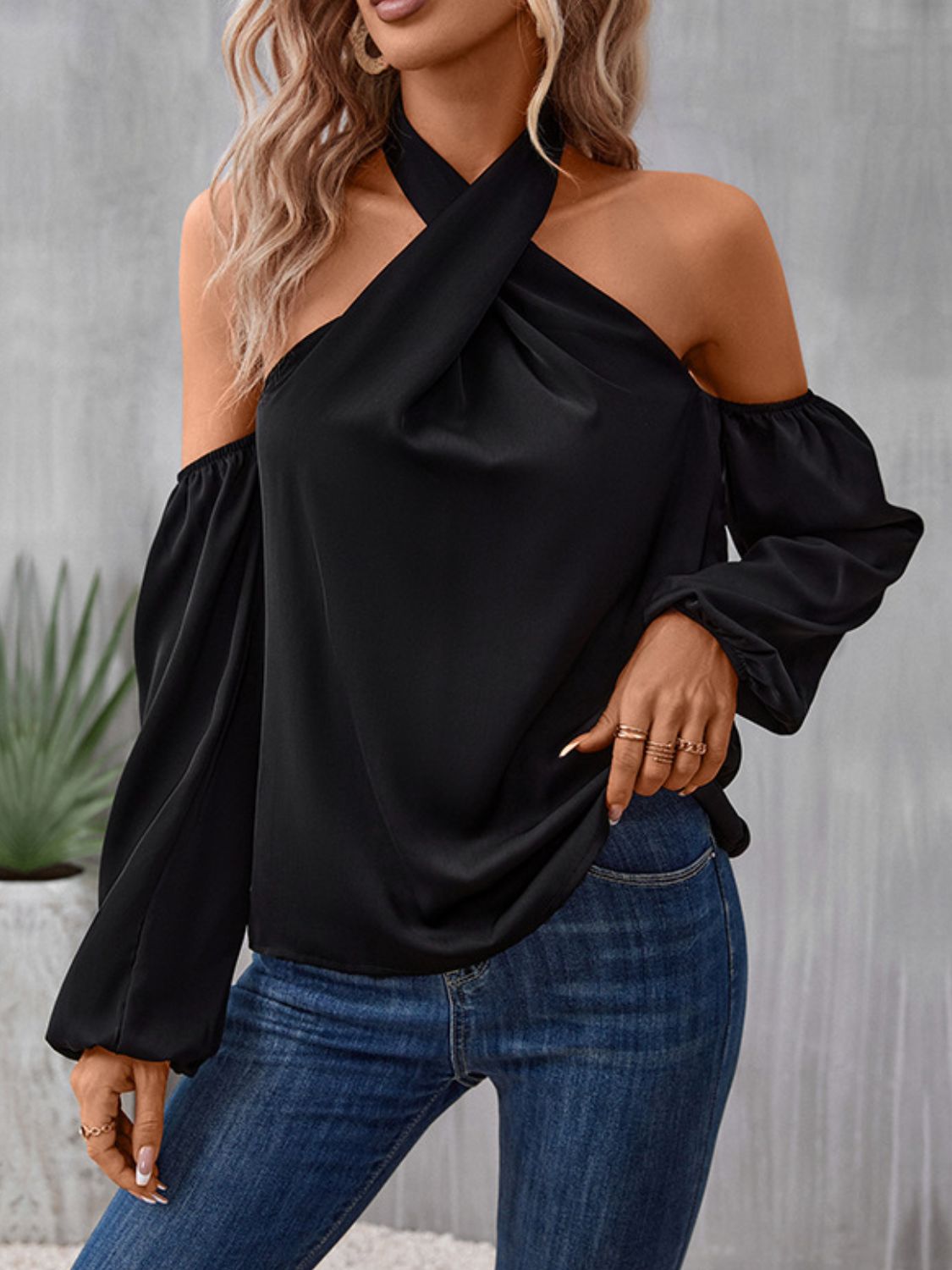 Grecian Cold Shoulder Long Sleeve Blouse  - Doll Fits