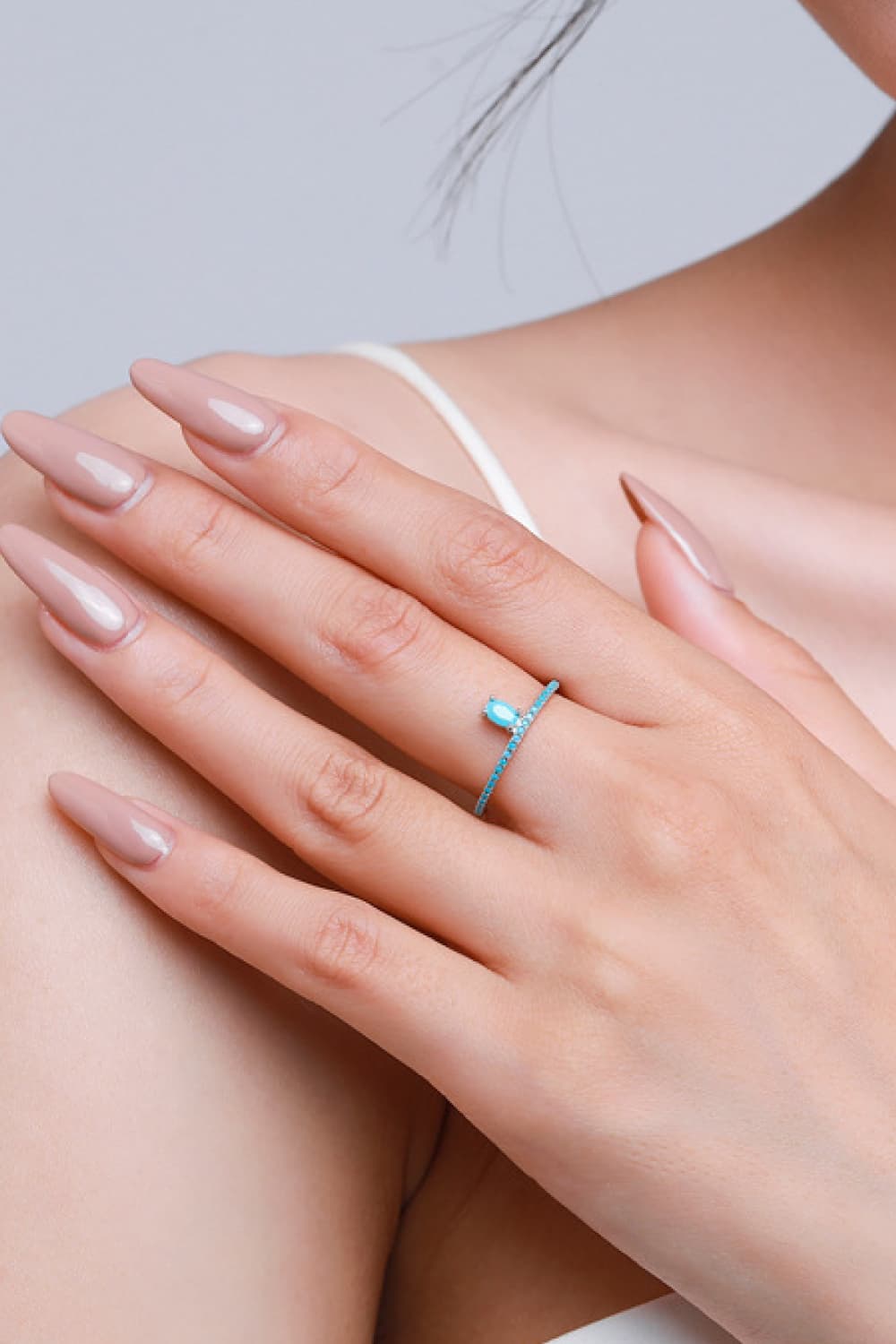 925 Sterling Silver Artificial Turquoise Ring  - Doll Fits