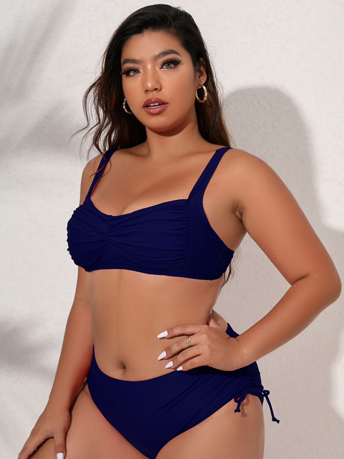 Plus Size Twist Front Tied Bikini Set  Swimwear- Doll Fits