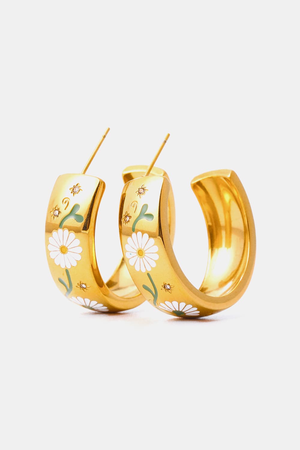 Stainless Steel 18K Gold Plated Ring Shape C-Hoop Earrings  Earrings- Doll Fits