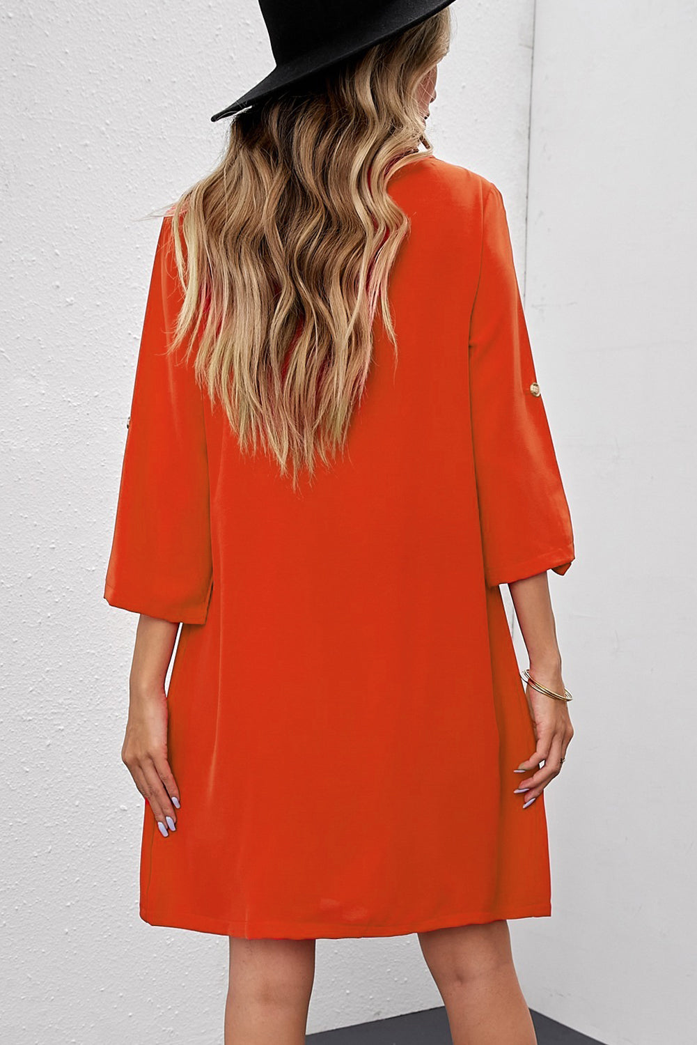Buttoned V-Neck Dress  Dresses- Doll Fits