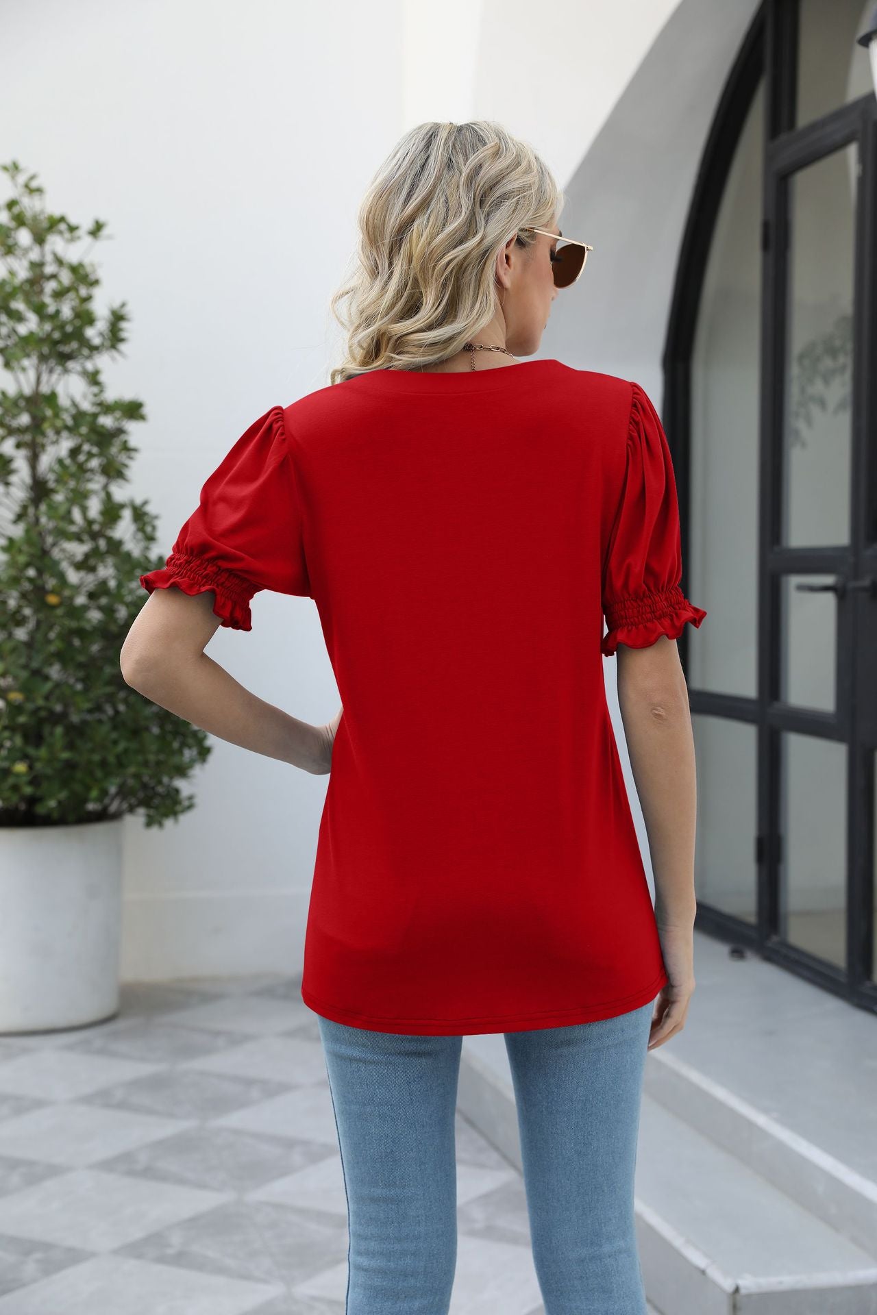 Square Neck Flounce Sleeve Top  Shirts & Tops- Doll Fits