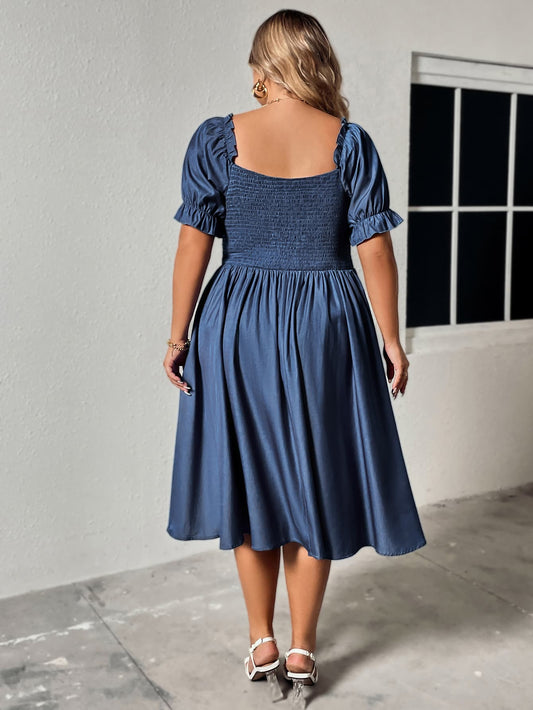 Plus Size Ruched Sweetheart Neck Dress  Dresses- Doll Fits
