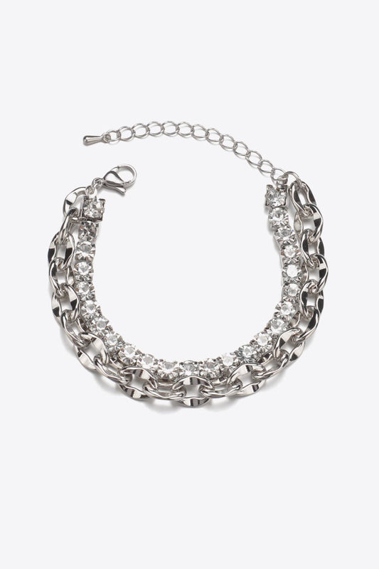 Double-Layered Zircon Decor Alloy Bracelet  Bracelets- Doll Fits
