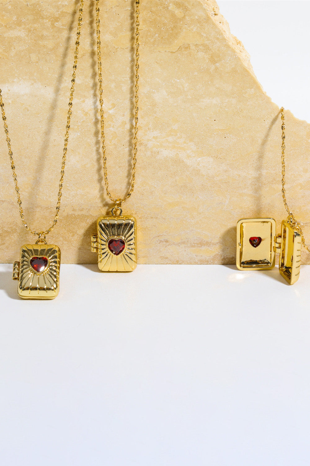 Heart Zircon Box Pendant Copper Necklace  Necklaces- Doll Fits