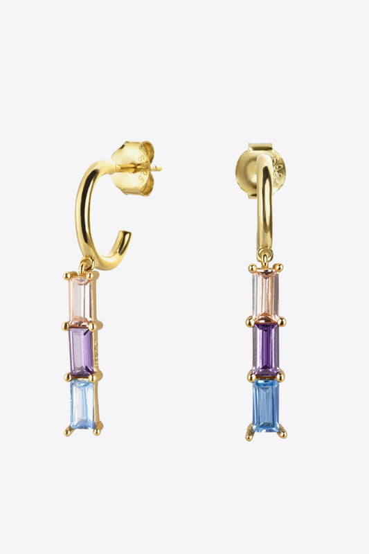 Inlaid Zircon 925 Sterling Silver Earrings  Earrings- Doll Fits