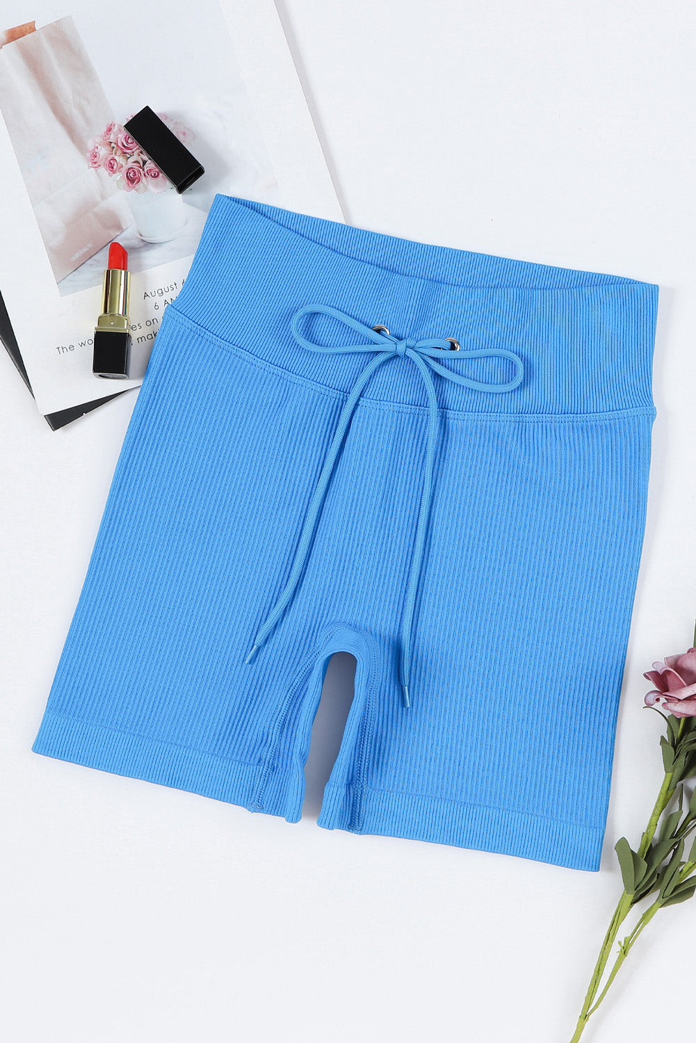 Drawstring Ribbed Sports Shorts  - Doll Fits