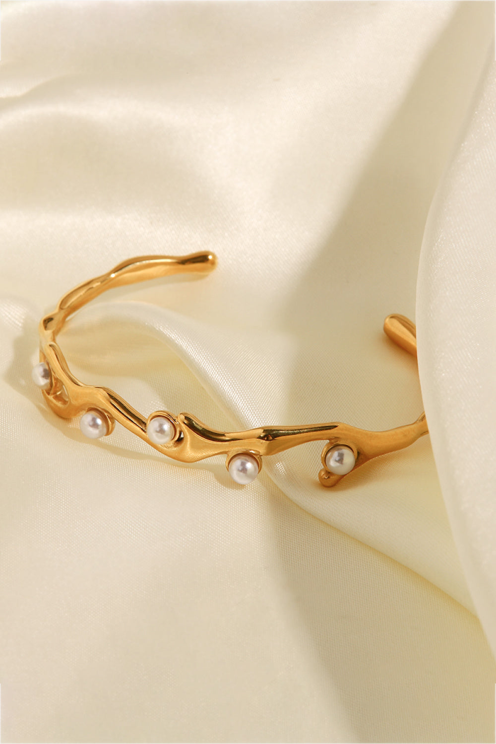 Inlaid Synthetic Pearl Open Bracelet  Bracelets- Doll Fits