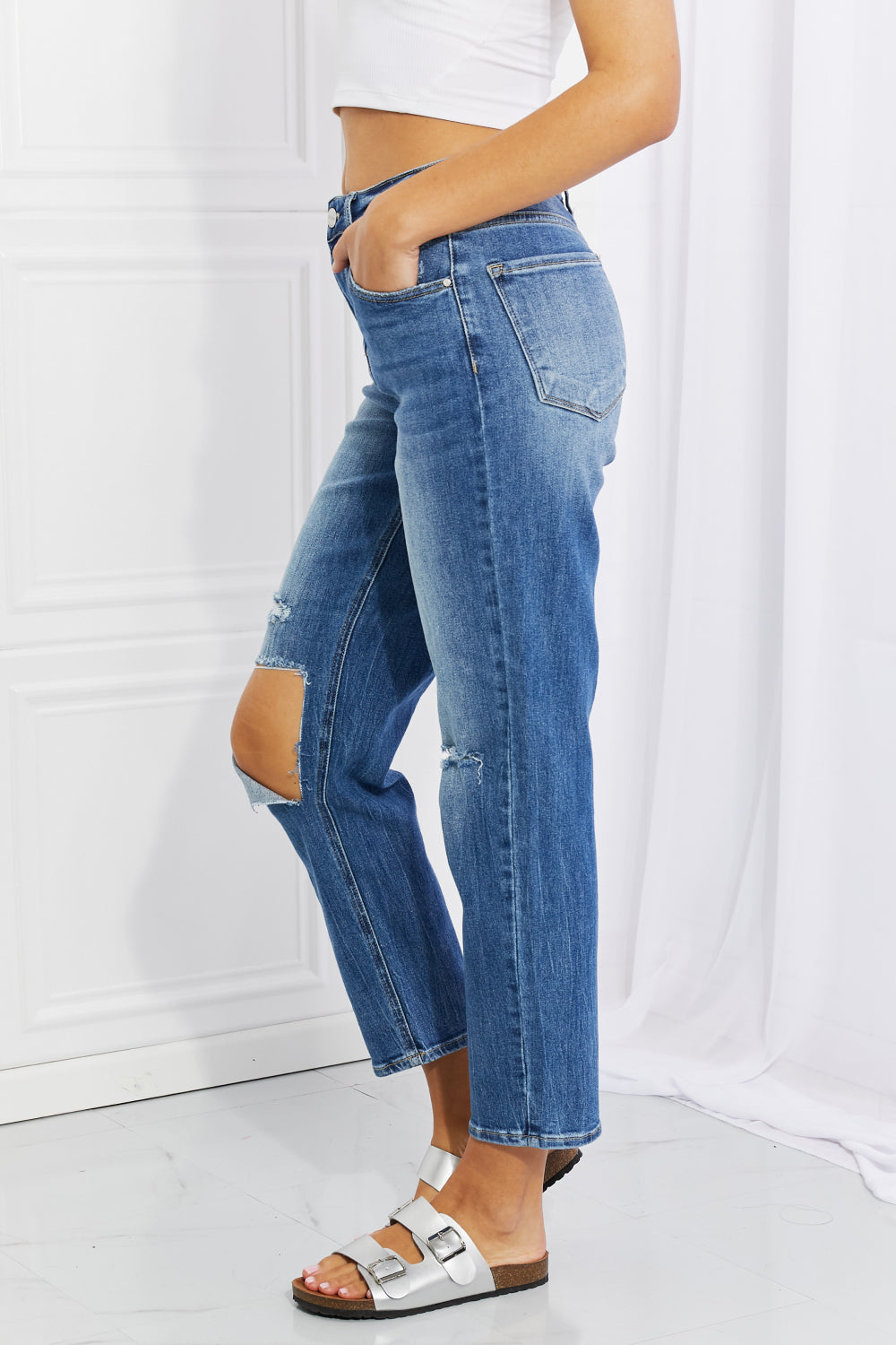 RISEN Full Size Emily High Rise Relaxed Jeans  Pants- Doll Fits