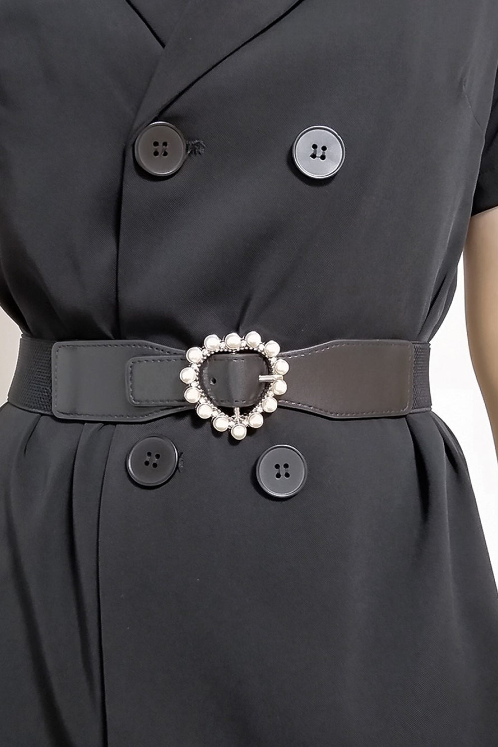 Pearl Heart Buckle Elastic Belt  Belts- Doll Fits