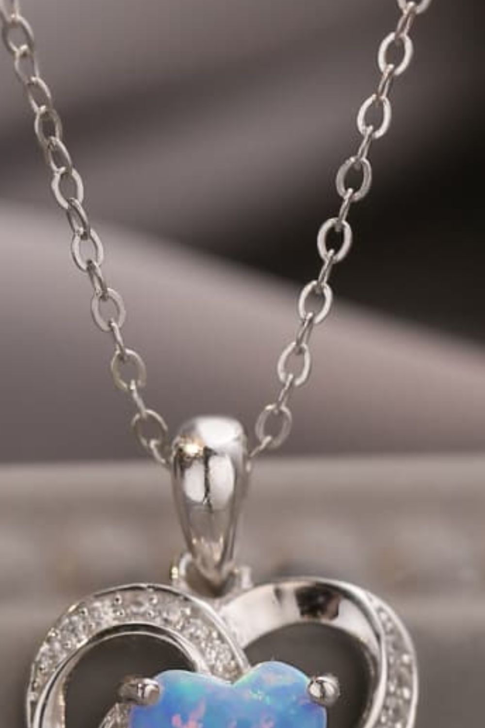 Opal Heart Pendant Necklace  Necklaces- Doll Fits