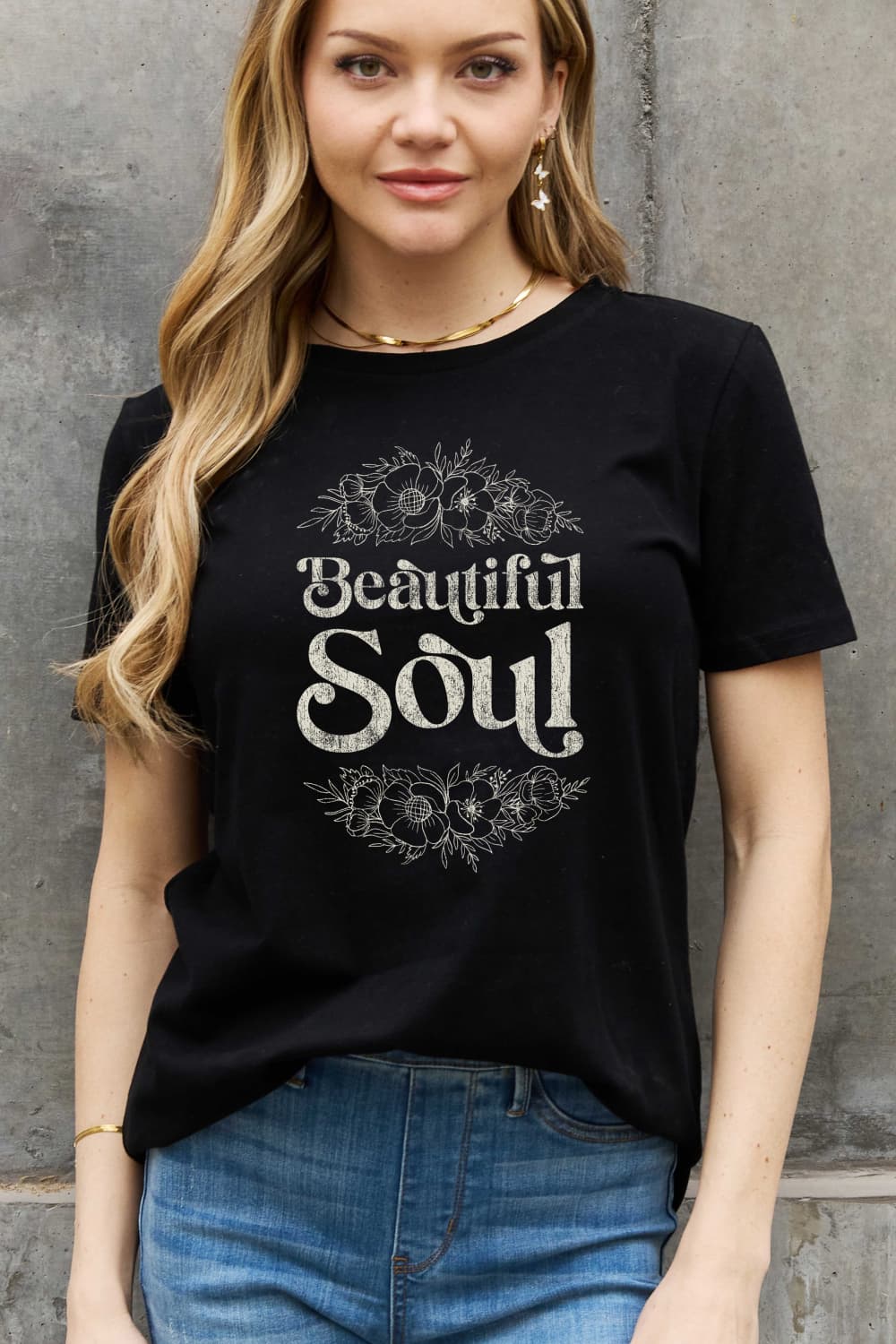 Simply Love Full Size BEAUTIFUL SOUL Graphic Cotton Tee  - Doll Fits