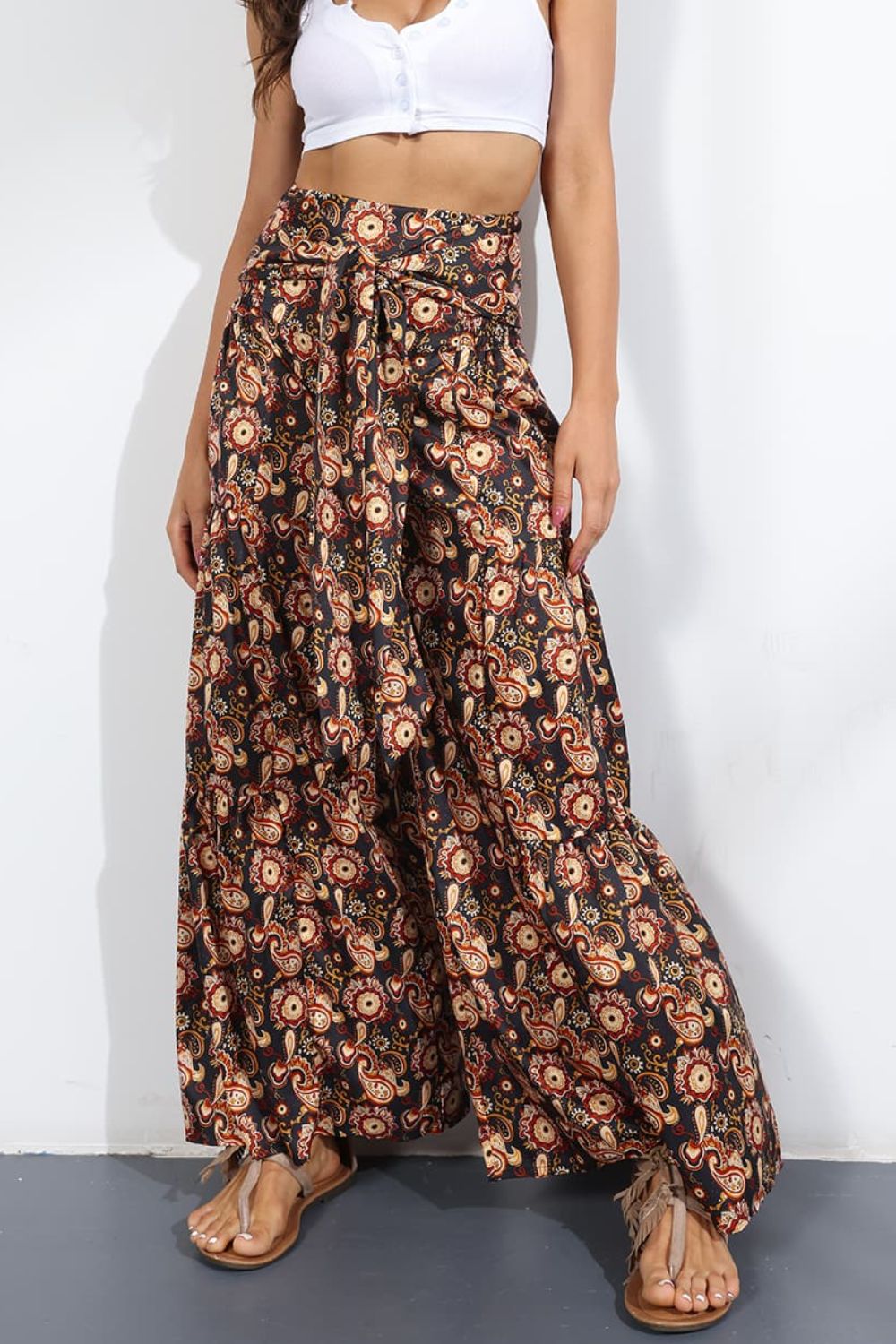 Printed High-Rise Tied Culottes  - Doll Fits