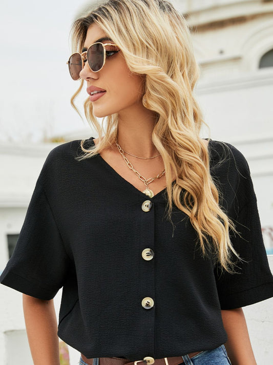 V-Neck Dropped Shoulder Shirt  Shirts & Tops- Doll Fits