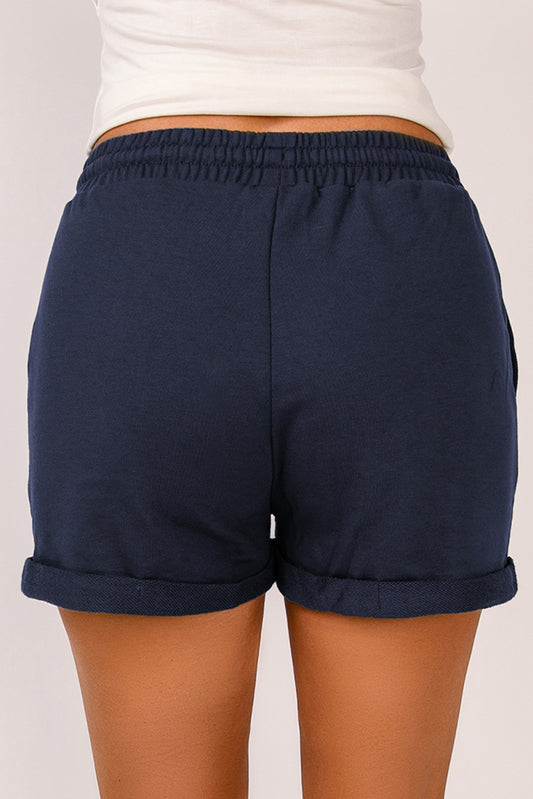 Drawstring Waist Cuffed Shorts  Shorts- Doll Fits