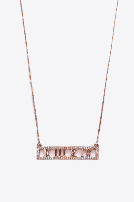 Inlaid Cubic Zirconia Bar Pendant Necklace  Necklaces- Doll Fits