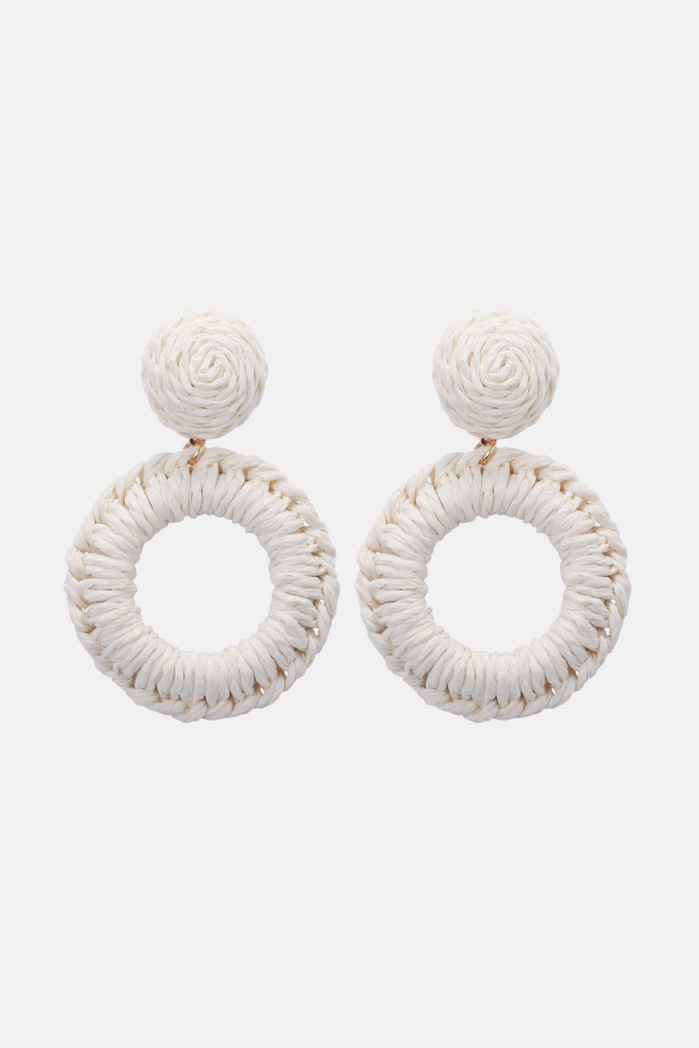 Round Shape Raffia Grass Dangle Earrings  Earrings- Doll Fits