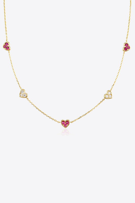 Inlaid Zircon Heart Necklace  Necklaces- Doll Fits