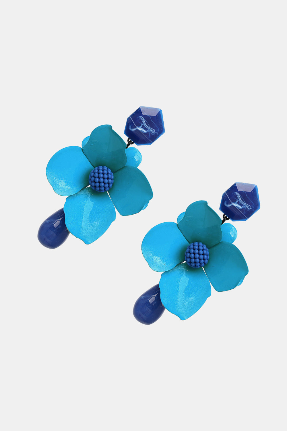 Bloosom Flower and Teardrop Resin Dangle Earrings  Earrings- Doll Fits