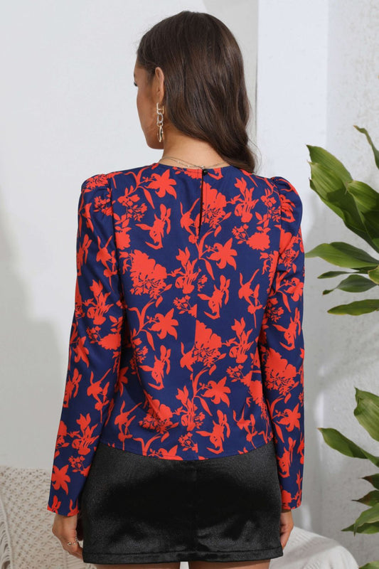 Floral Long Puff Sleeve Blouse  Shirts & Tops- Doll Fits