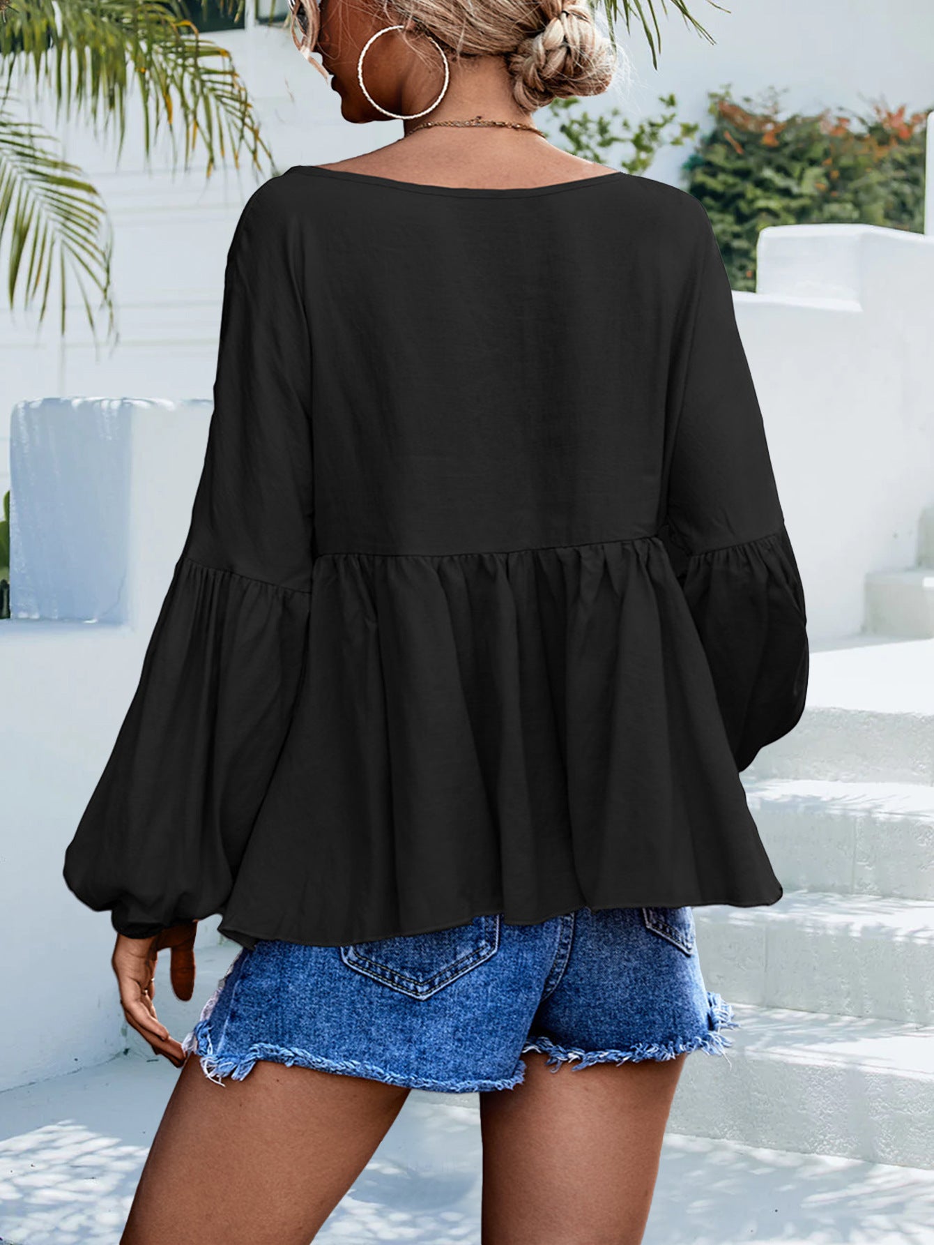 Puff Sleeve Babydoll Blouse  Shirts & Tops- Doll Fits