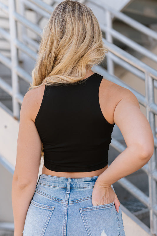 Cropped Round Neck Sleeveless Tank Top  - Doll Fits